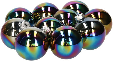 Decoris Kerstballen set - 40x stuks - glas - zwart/parelmoer - 6 cm - glans - kerstversiering