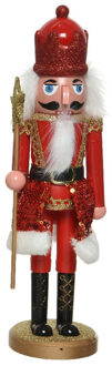 Decoris Kerstbeeldje kunststof notenkraker poppetje/soldaat rood 28 cm kerstbeeldjes