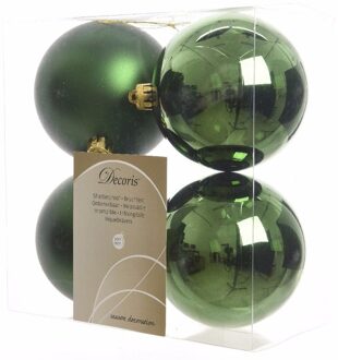 Decoris Kerstboom decoratie kerstballen mix groen 8 stuks