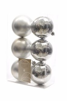 Decoris Kerstboom decoratie kerstballen mix zilver 12 stuks