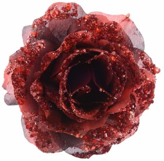 Decoris Kerstboom decoratie roos rood 14 cm