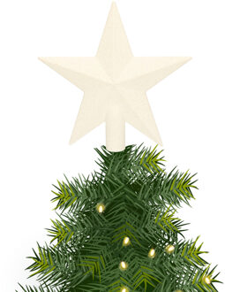 Decoris kerstboom piek - 1x - ster vorm - wit - glitter - 19 cm - kunststof - kerstpiek