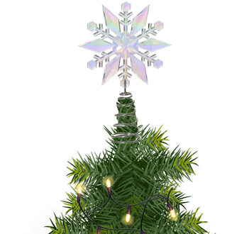 Decoris Kerstboom piek - edelweiss - transparant - parelmoer - H22,5 cm - kunststof - kerstboompiek