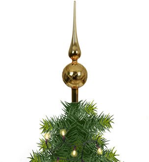 Decoris kerstboom piek gedecoreerd - goud - glas - 31 cm