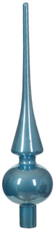 Decoris Kerstboom piek - glas - ijs blauw - 26 cm - glans - kerstpieken Lichtblauw