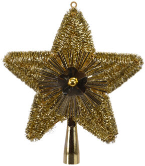 Decoris Kerstboom piek glitters goud 23 cm