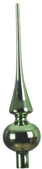 Decoris Kerstboom piek - groen - glas - glans - 26 cm - kerstpiek - kerstversiering