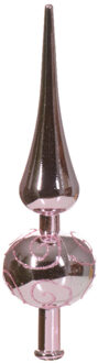 Decoris Kerstboom piek - lichtroze - kunststof - 23 cm - kerstpiek