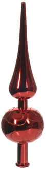 Decoris Kerstboom piek - rood - kunststof - 23 cm - kerstpiek