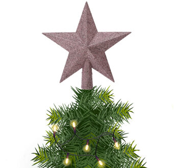 Decoris kerstboom piek - ster - lila paars - kunststof - 19 cm