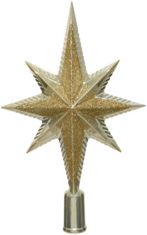 Decoris Kerstboom piek - ster vorm - champagne - kunststof - 25,5 cm - kerstpiek