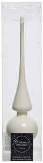 Decoris Kerstboom piek - wit creme - glans - 25,9 cm - glas - kerstboom topper - piek - kerstversiering