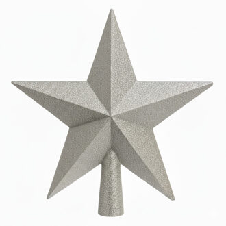 Decoris Kerstboom ster piek - champagne goud - glitter - 19 cm - kunststof - kerstpiek