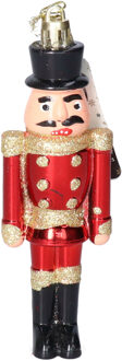 Decoris Kerstboomhanger notenkraker - poppetje/soldaat - rood - 12 cm - kunststof Multi