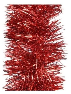 Decoris Kerstboomslingers - rood - folie - 270 x 10 cm - kerstguirlandes/kerstboomversiering - Kerstslingers