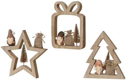 Decoris Kerstdecoratie met gnoom 14,5x16,5cm bruin
