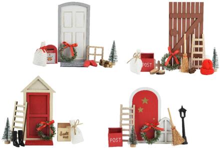 Decoris Kerstdorp accessoires set hout 15x6x24cm verschillende