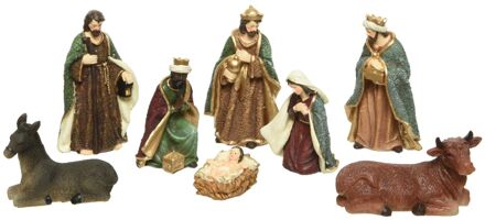 Decoris Kerstgroep poly 8 figuren multi 8st Multikleur