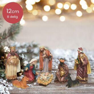 Decoris Kerstgroep poly 8 figuur h12 cm multi - N.v.t.