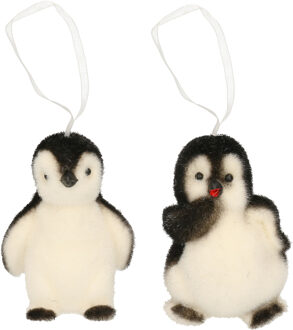 Decoris Kersthanger - 2x - pinguin - 9 cm - kerstversiering