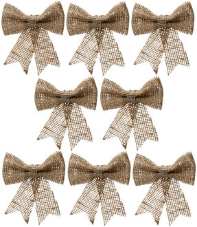 Decoris Kersthanger - 8x - strik - naturel - jute - glitters - 24 cm