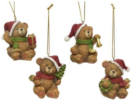 Decoris Kersthanger beer polyresin 6x4,7x4,4cm verschillende