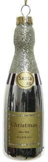Decoris Kersthanger - champagne fles - 12 cm - kerstversiering Multi