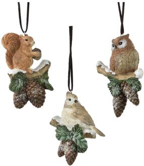 Decoris Kersthanger dieren 6,5x3,8x11cm verschillende