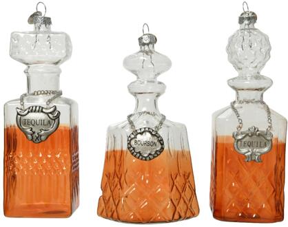 Decoris Kersthanger drankfles glas 6,3x12,3cm transparant