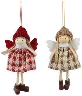 Decoris Kersthanger engel polyester 13x7x3cm verschillende