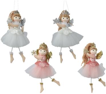 Decoris Kersthanger engel polyester 8x8x17cm verschillende