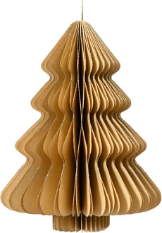 Decoris Kersthanger everlands kunstkerstboom papier beige 15cm bruin