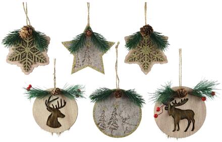 Decoris Kersthanger hout 8x1x8cm verschillende