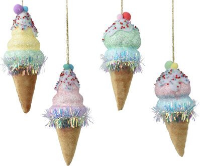 Decoris Kersthanger Ijsje fluweel 15cm verschillende