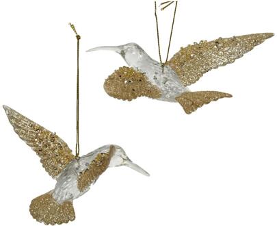 Decoris Kersthanger kolibrie glitter 10,5x14x5cm goud