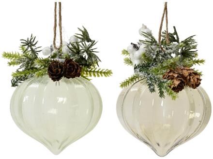 Decoris Kersthanger ornament set a 2 stuks Ø8cm transparant