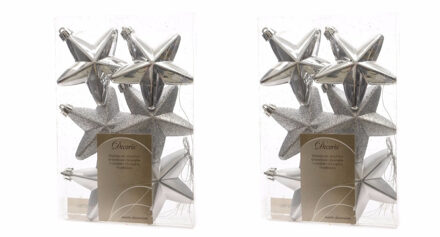 Decoris kersthanger sterren - 12x st - zilver - 7 cm - kunststof - kerstornamenten