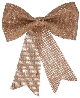 Decoris Kersthanger - strik - naturel - jute - glitters - 24 cm - Kersthangers Beige