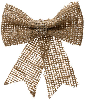 Decoris Kersthanger - strik - naturel - jute - glitters - 24 cm