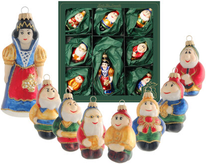 Decoris Kersthangers - 11 cm - Sneeuwwitje en de 7 dwergen - set - Kersthangers Multikleur