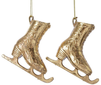 Decoris Kersthangers - 2x - gouden schaatsen - 8 cm