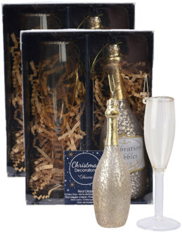 Decoris Kersthangers - champagne glazen - 4x - 12,5 cm