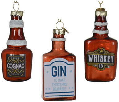 Decoris Kersthangers drank - 3x - goud - glas - kerstornamenten - Kersthangers Goudkleurig