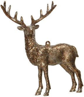 Decoris Kersthangers - hertje - met glitters - koperbruin - 14 cm