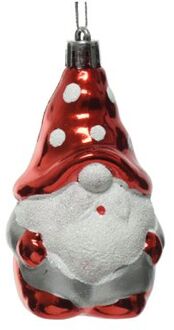 Decoris Kersthangers - kerstman - 2 stuks - 8,5 cm - Kersthangers Rood