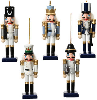 Decoris Kersthangers - notenkrakers - hout - 6x - 28,5 cm - kerstversiering