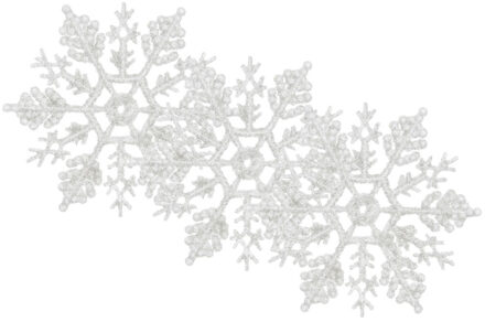 Decoris Kersthangers - sneeuwvlokken - 12x - wit - 10 cm