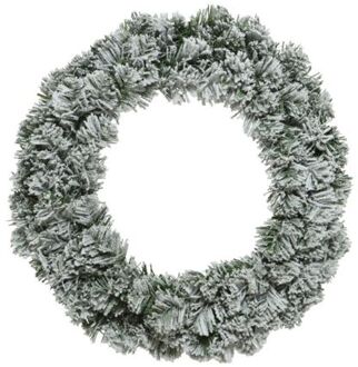 Decoris Kerstkrans/dennenkrans groen met sneeuw 35 cm - Kerstkransen