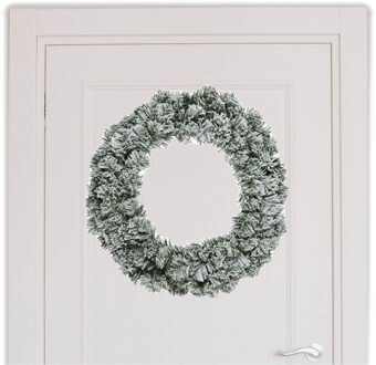 Decoris Kerstkrans groen met sneeuw 60 cm dennenkransen versiering/decoratie - Kerstkransen