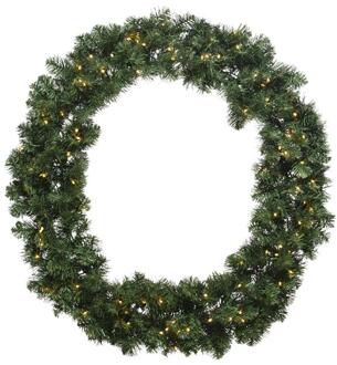 Decoris Kerstkrans - groen - warm wit verlichting - timer - 50 cm - Kerstkransen